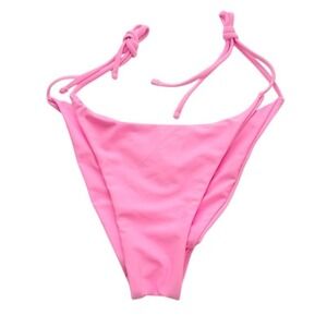 Bikini Bottom Medium Pink Side Tie Cheeky Ruched Back‎ Unbranded Barbiecore Swim